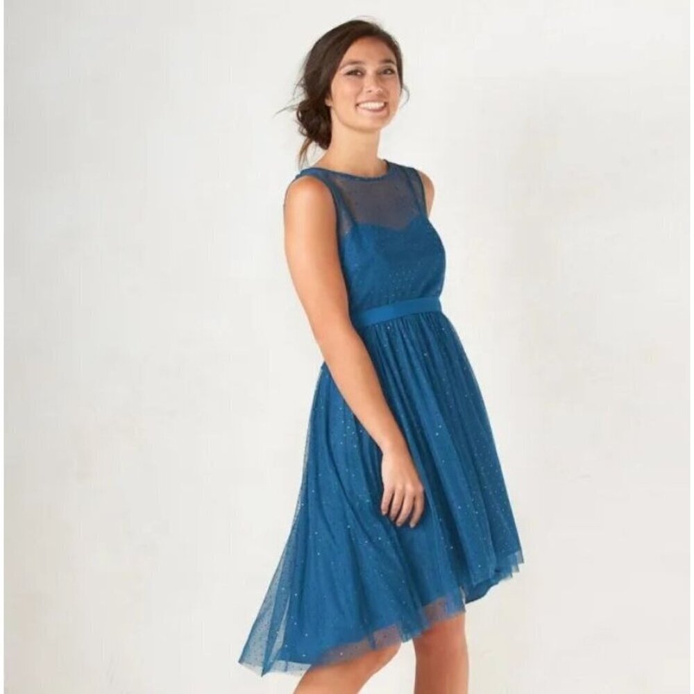 Disney's Snow White Collection Teal Asymetrical Tulle w/ Sequins Fit and Flare P